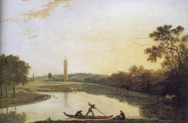 Richard  Wilson View towards the Pagoda and Bridge Australian oil painting art
